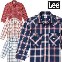【Lee】ウェスタンチェック七分袖シャツ メンズ:LCS46007/レディス:LCS43007